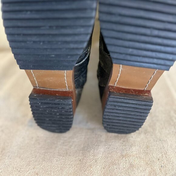 Gee WaWa Anthropology Black Distressed Leather Moto Knee Boots Sz 7 - Picture 11 of 11